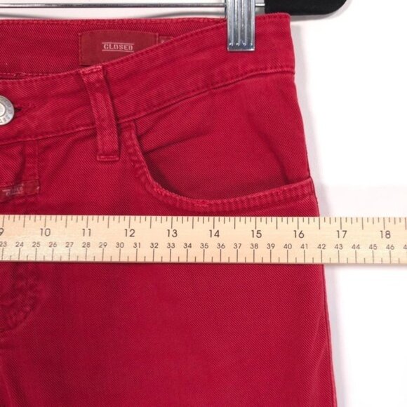 Closed ITALY🇮🇹MADE Holly Moto Jeans Women's 27 Red Ankle Zip Mid Rise - Picture 6 of 14